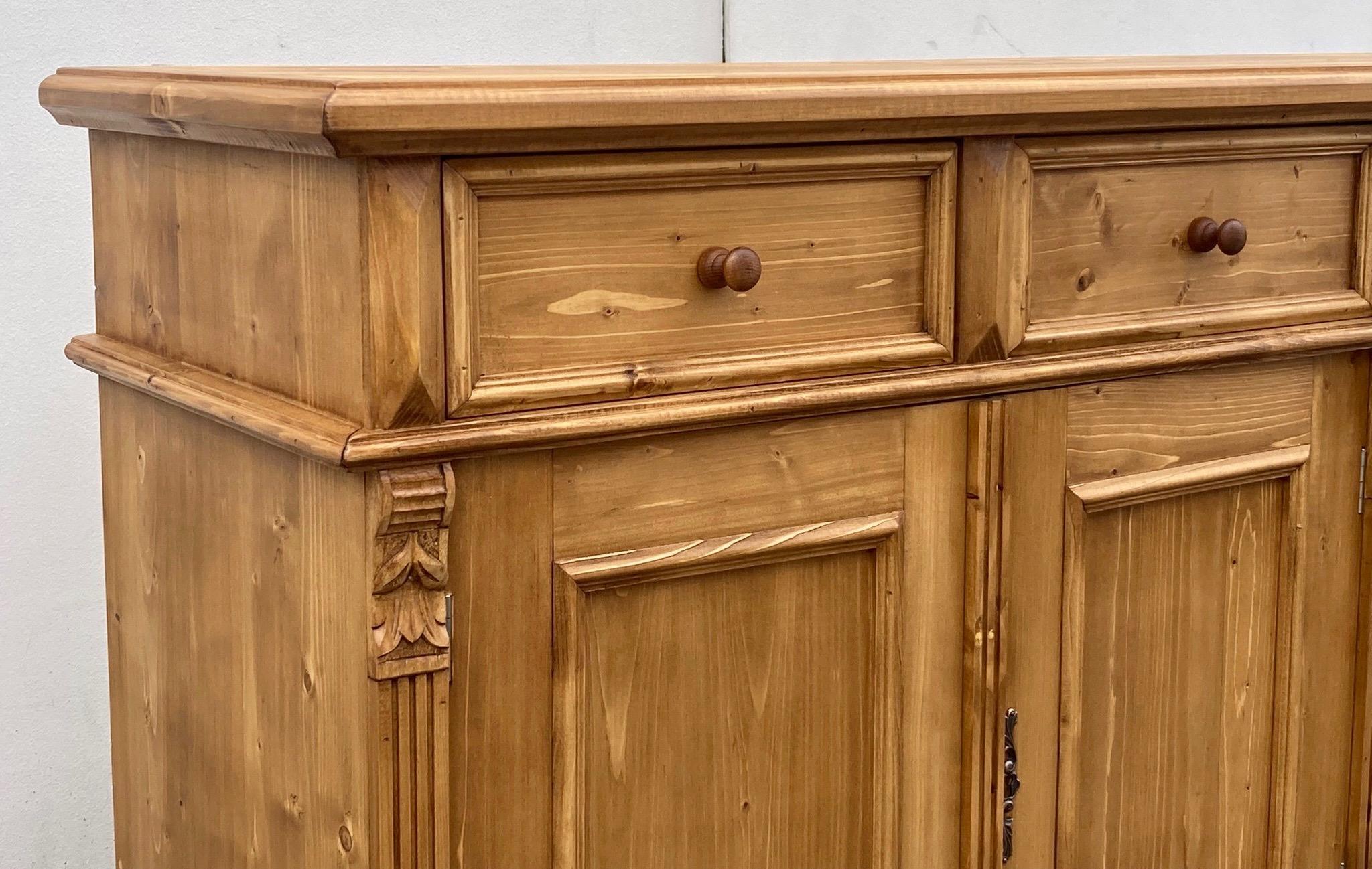 Pine Four Door Four Drawer Sideboard, Reproduction For Sale 1