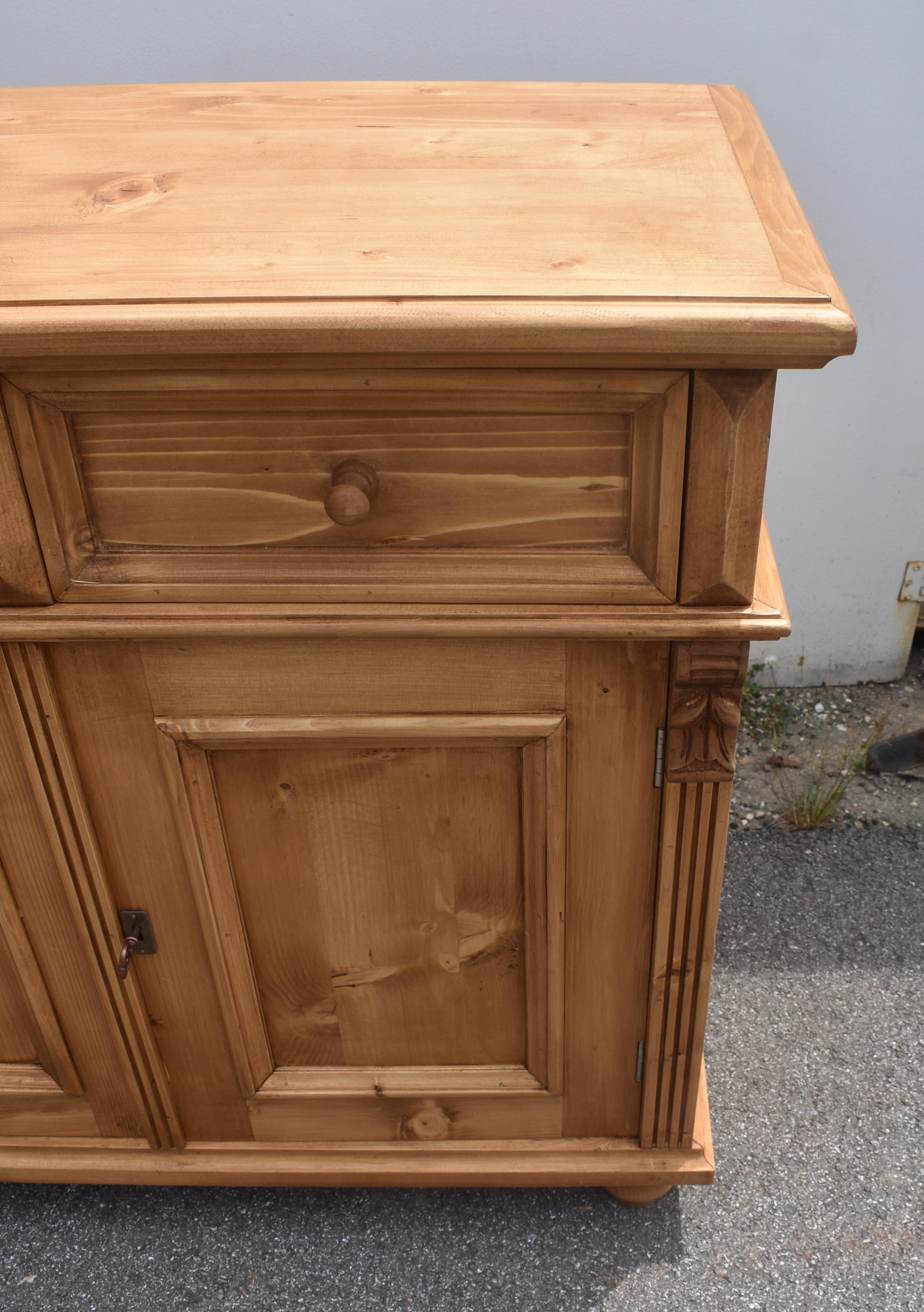 Pine Four Door Four Drawer Sideboard, Reproduction For Sale 1