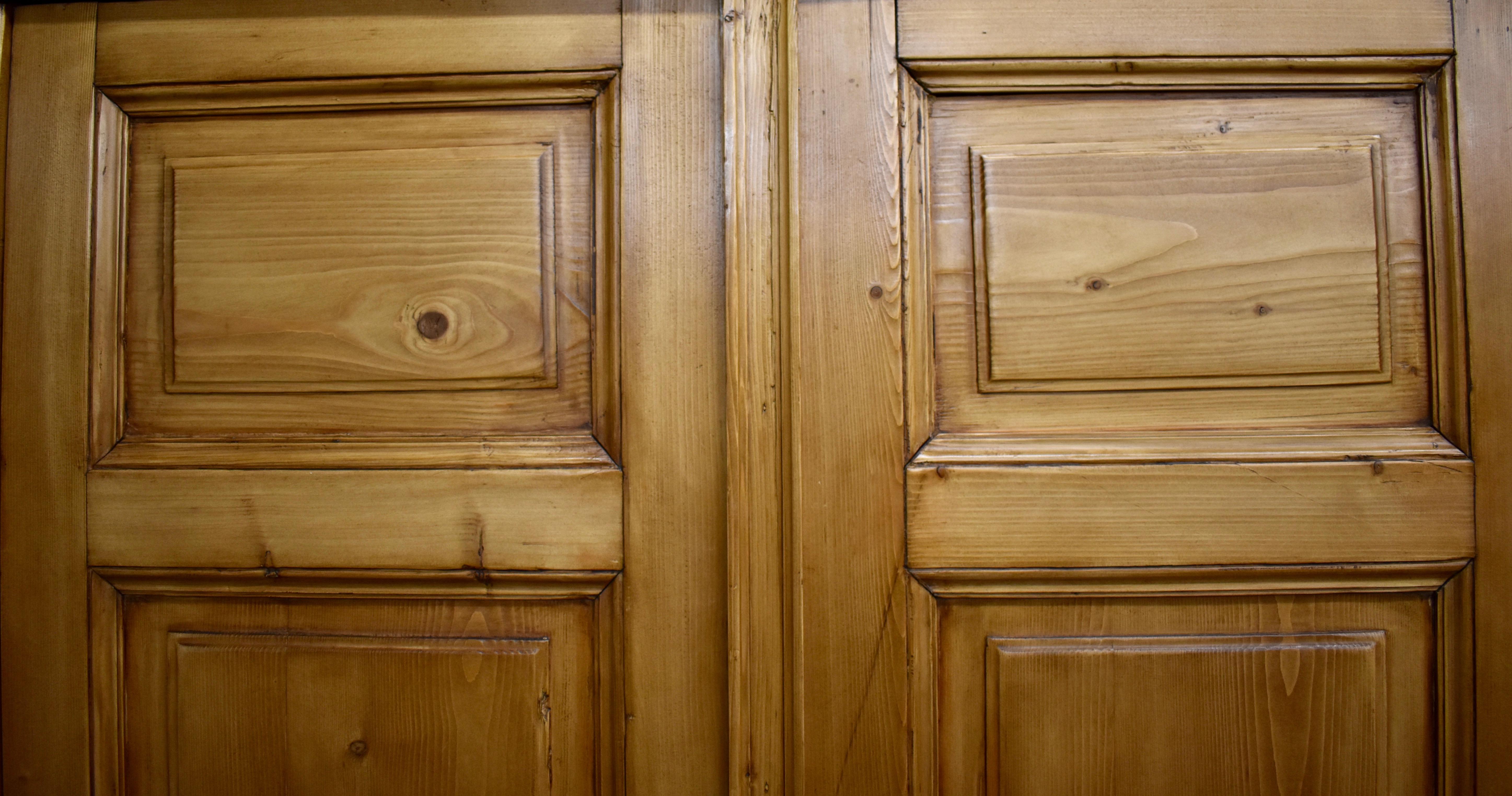 19th Century Pine Four-Door Knock-Down Armoire