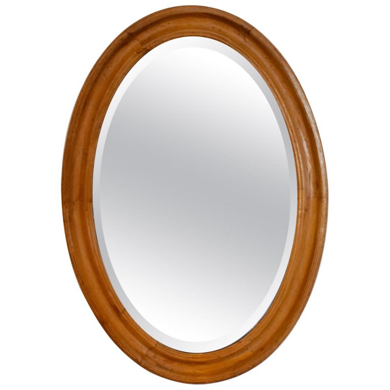 PineFramed Oval Beveled Wall Mirror at 1stDibs