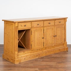 Pine Freestanding Counter Kitchen Island With Wine Rack, Denmark circa 1960-80