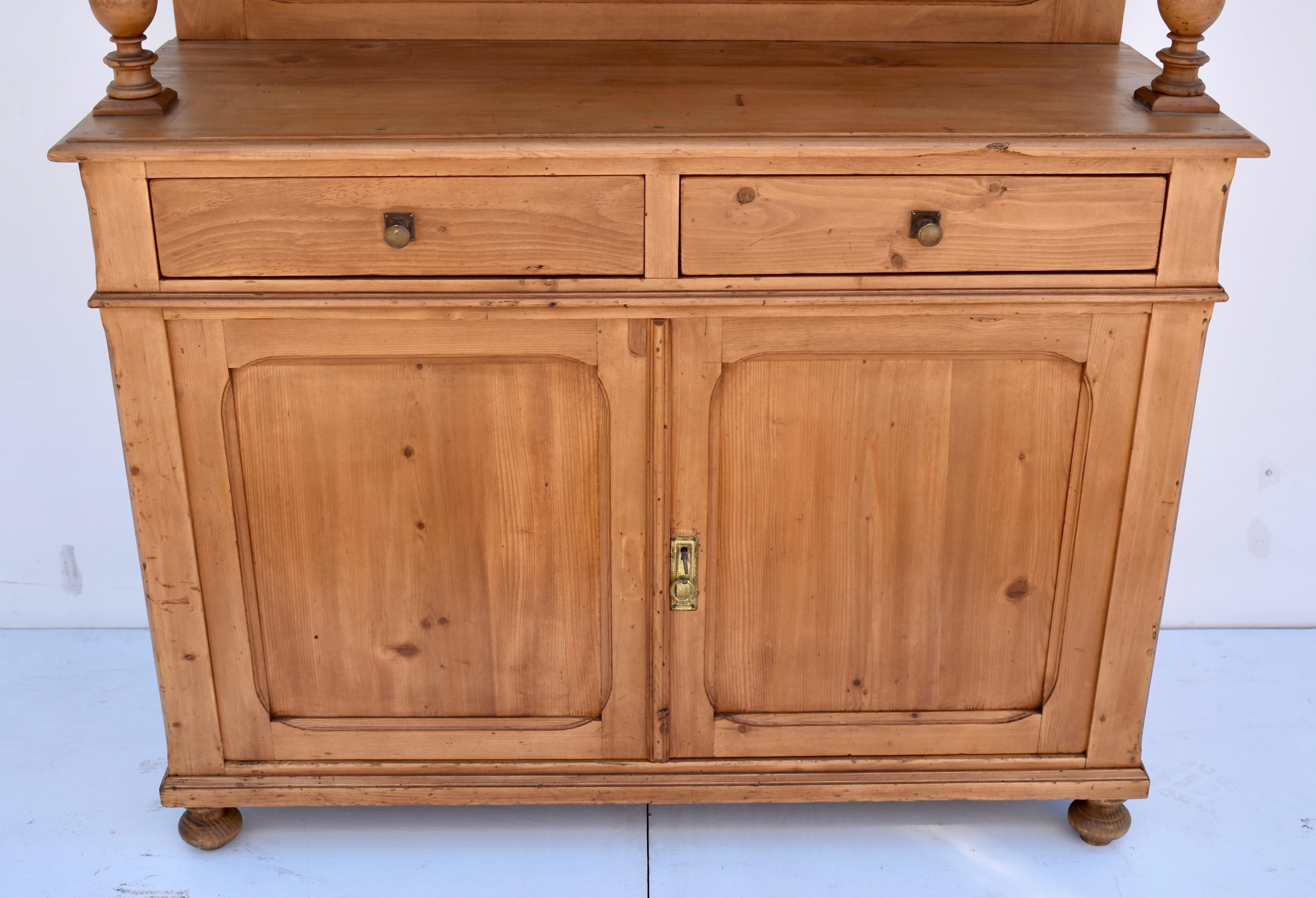 French Provincial Pine Glazed Buffet or Kitchen Cabinet For Sale