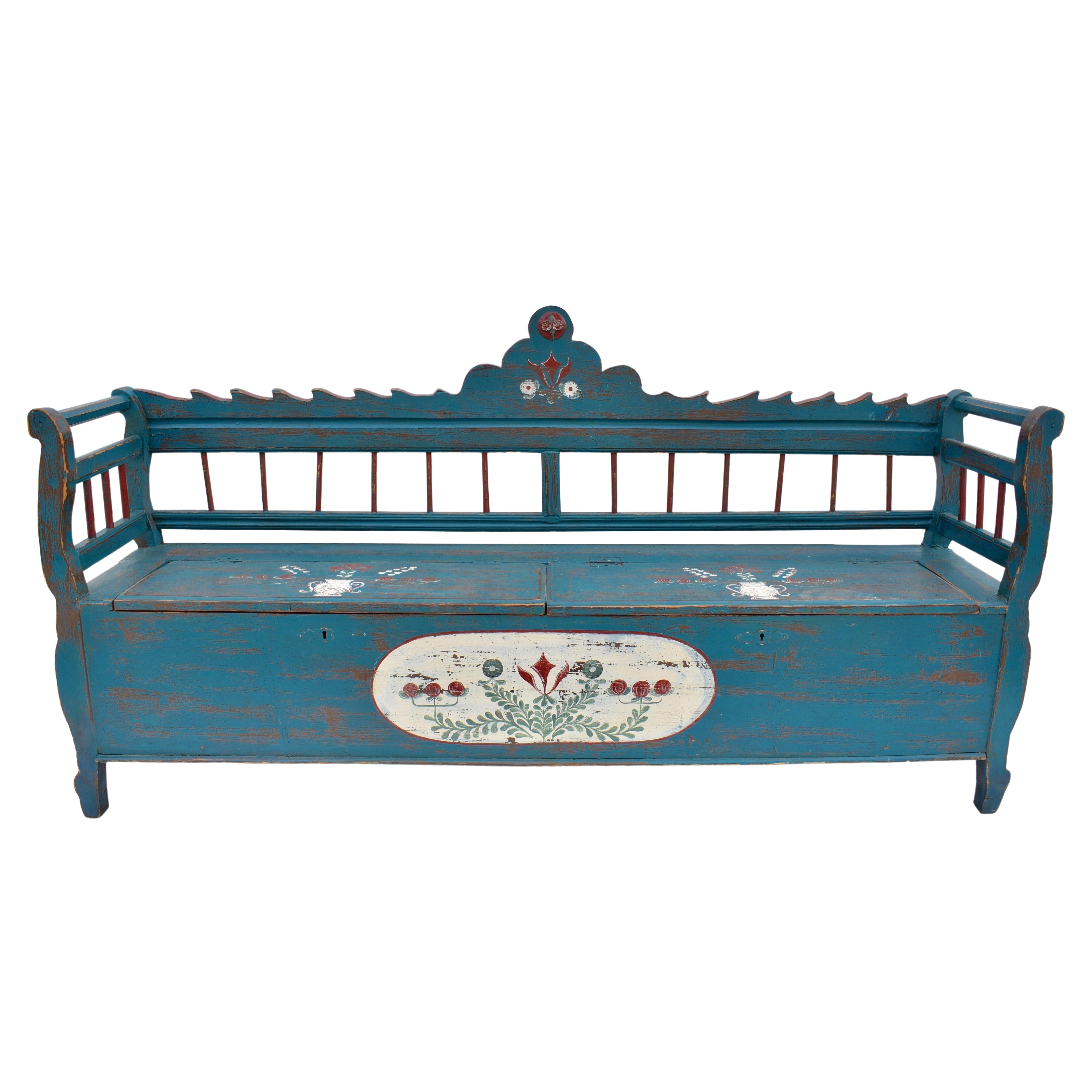 Pine Hand-Painted Storage Bench