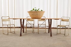 Pine Harvest Farmhouse Dining Table with Iron Trestle Base