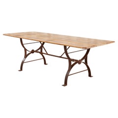 Pine Harvest Farmhouse Dining Table with Iron Trestle Base