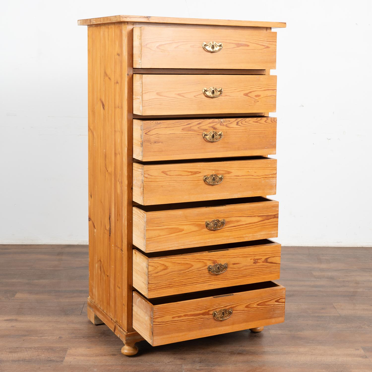 Country Pine Highboy Chest of Seven Drawers, Sweden circa 1900's For Sale