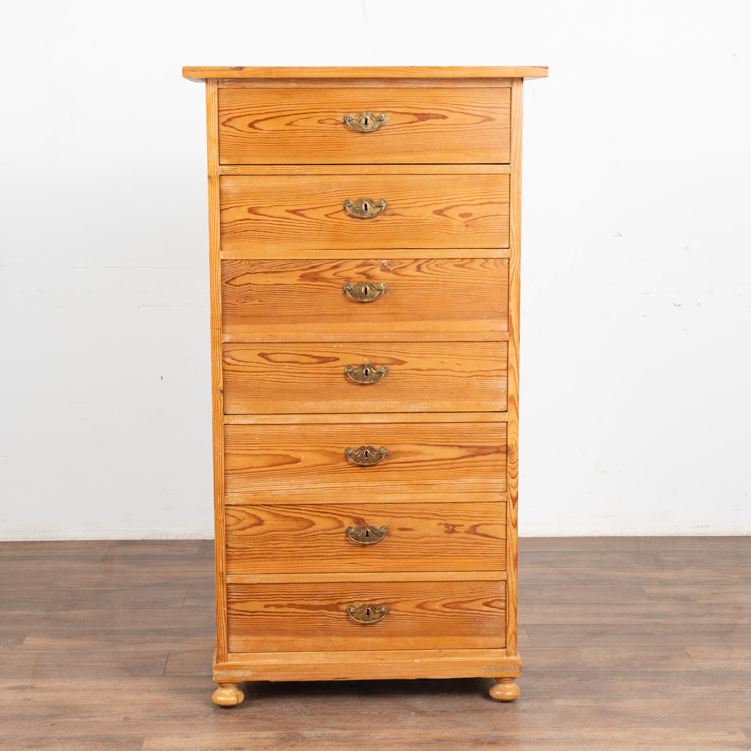 Swedish Pine Highboy Chest of Seven Drawers, Sweden circa 1900's For Sale