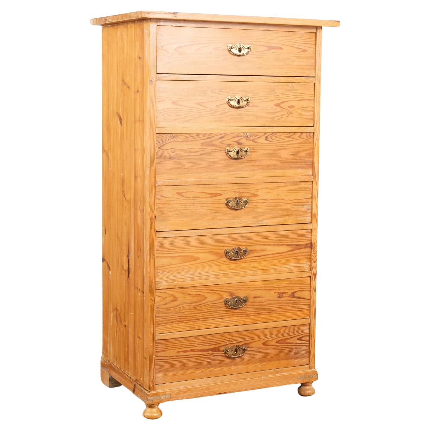 Pine Highboy Chest of Seven Drawers, Sweden circa 1900's For Sale