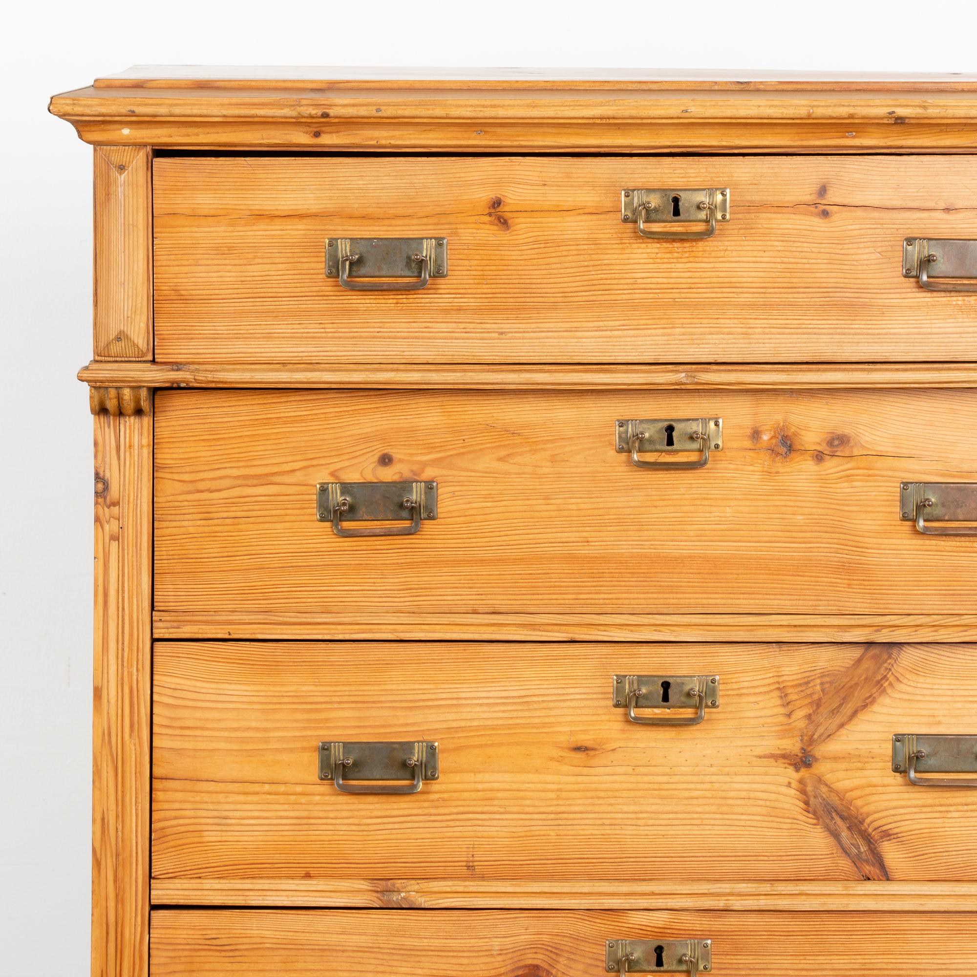 Pine Highboy Chest of Six Drawers, Denmark circa 1880 In Good Condition For Sale In Round Top, TX