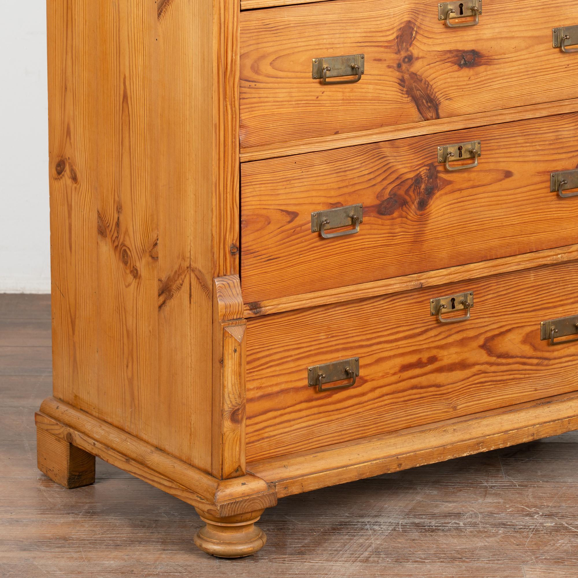 Pine Highboy Chest of Six Drawers, Denmark circa 1880 For Sale 1