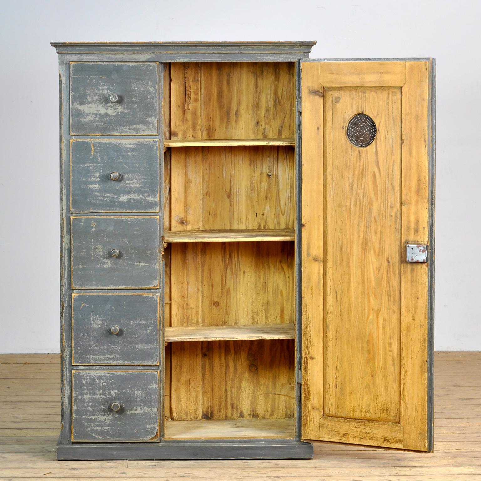 Rustic Pine House Keepers Cupboard with Drawers, 1930's