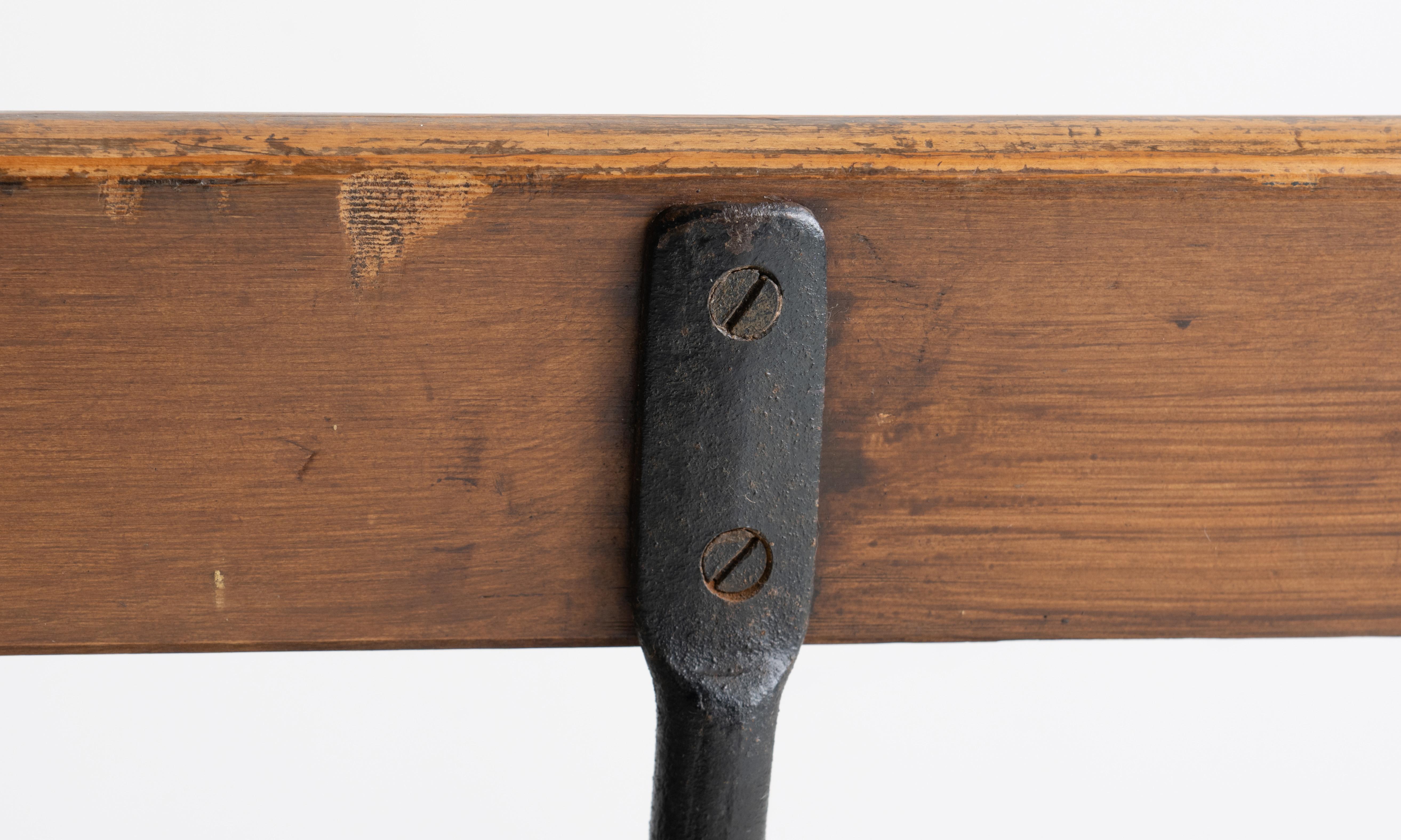 Pine & Iron Benches, England circa 1900 In Good Condition In Culver City, CA