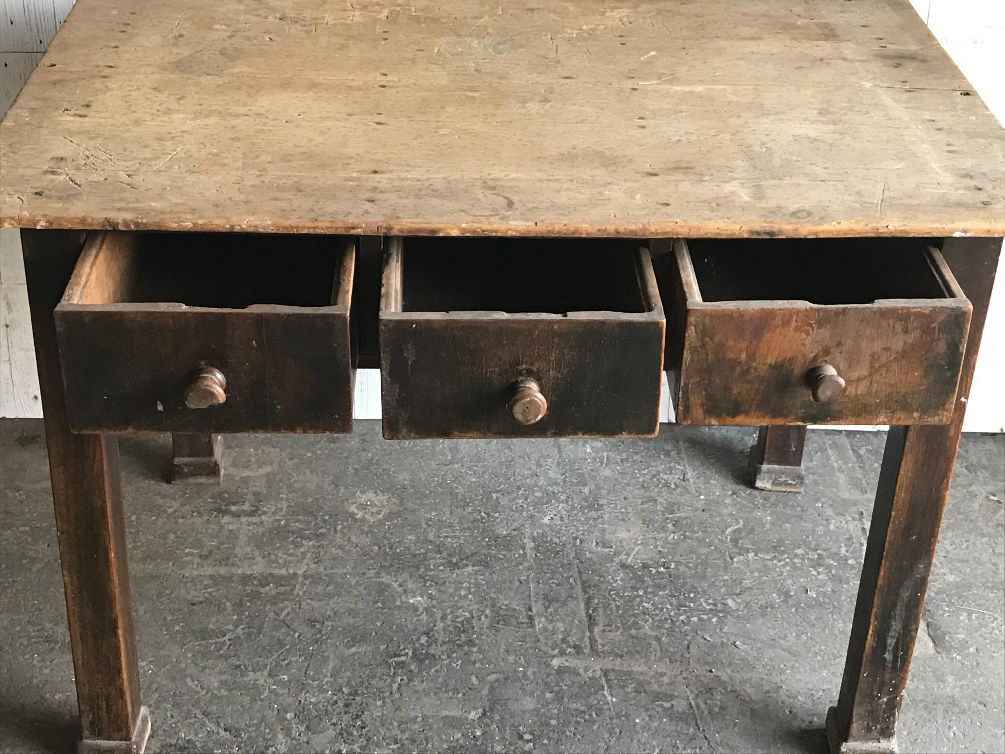 Rustic Pine Kitchen Table, circa 1930 For Sale