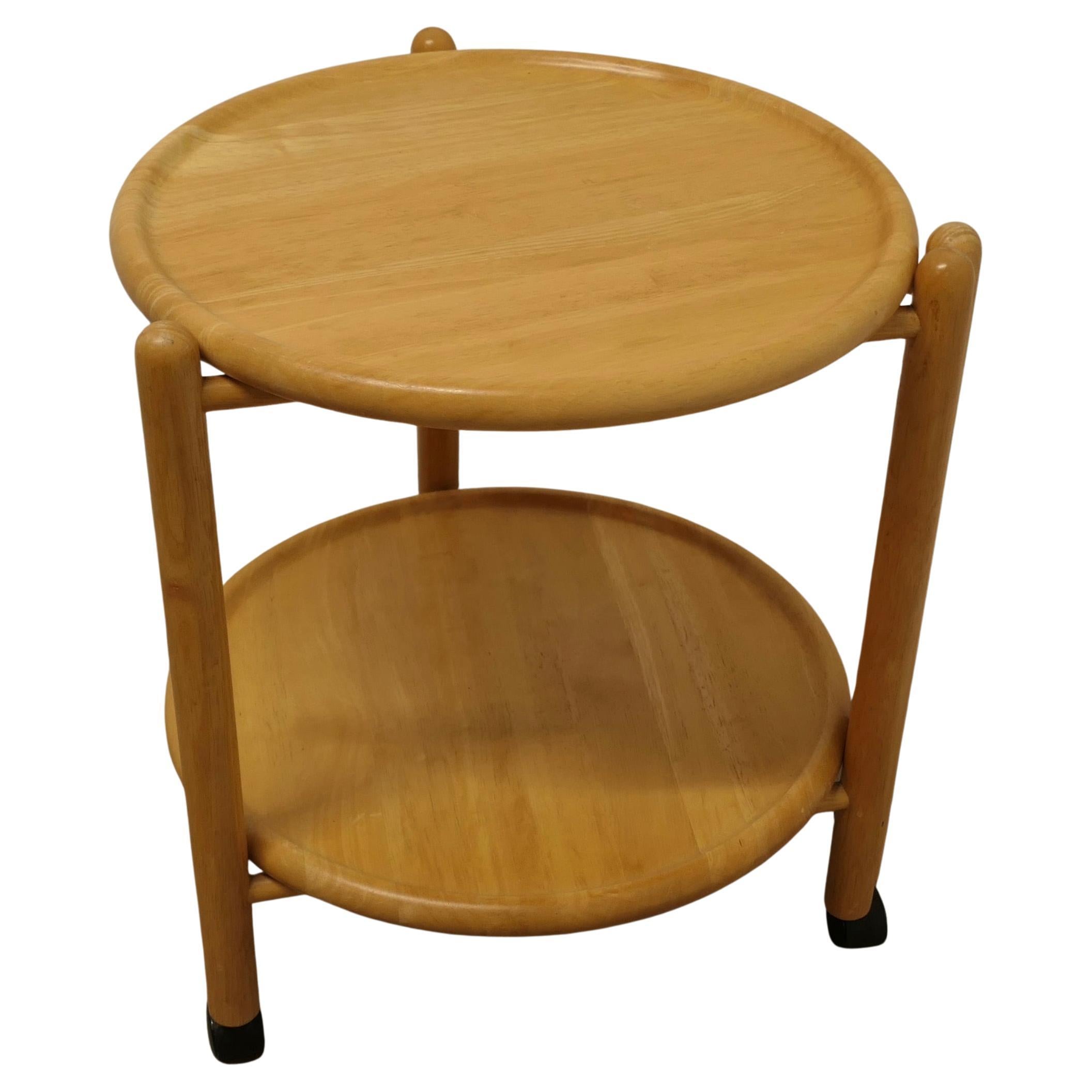 Chariot en pin à 2 étages Lazy Susan Mid Century  Une pièce superbe et élégante en vente