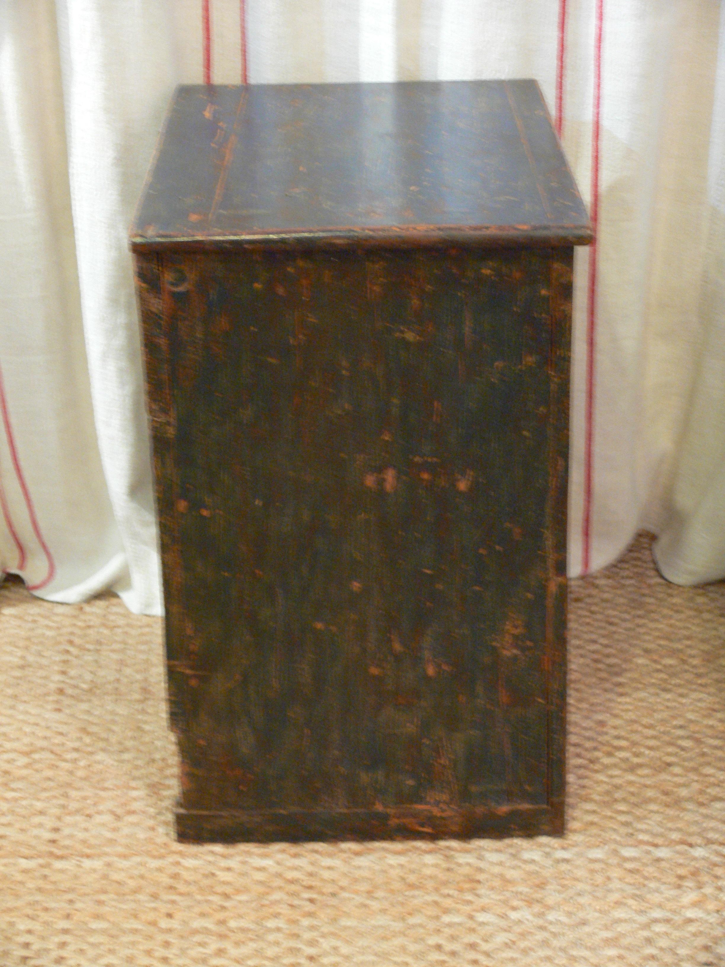 19th Century Pine Lift Top Commode in Original Blue Paint For Sale