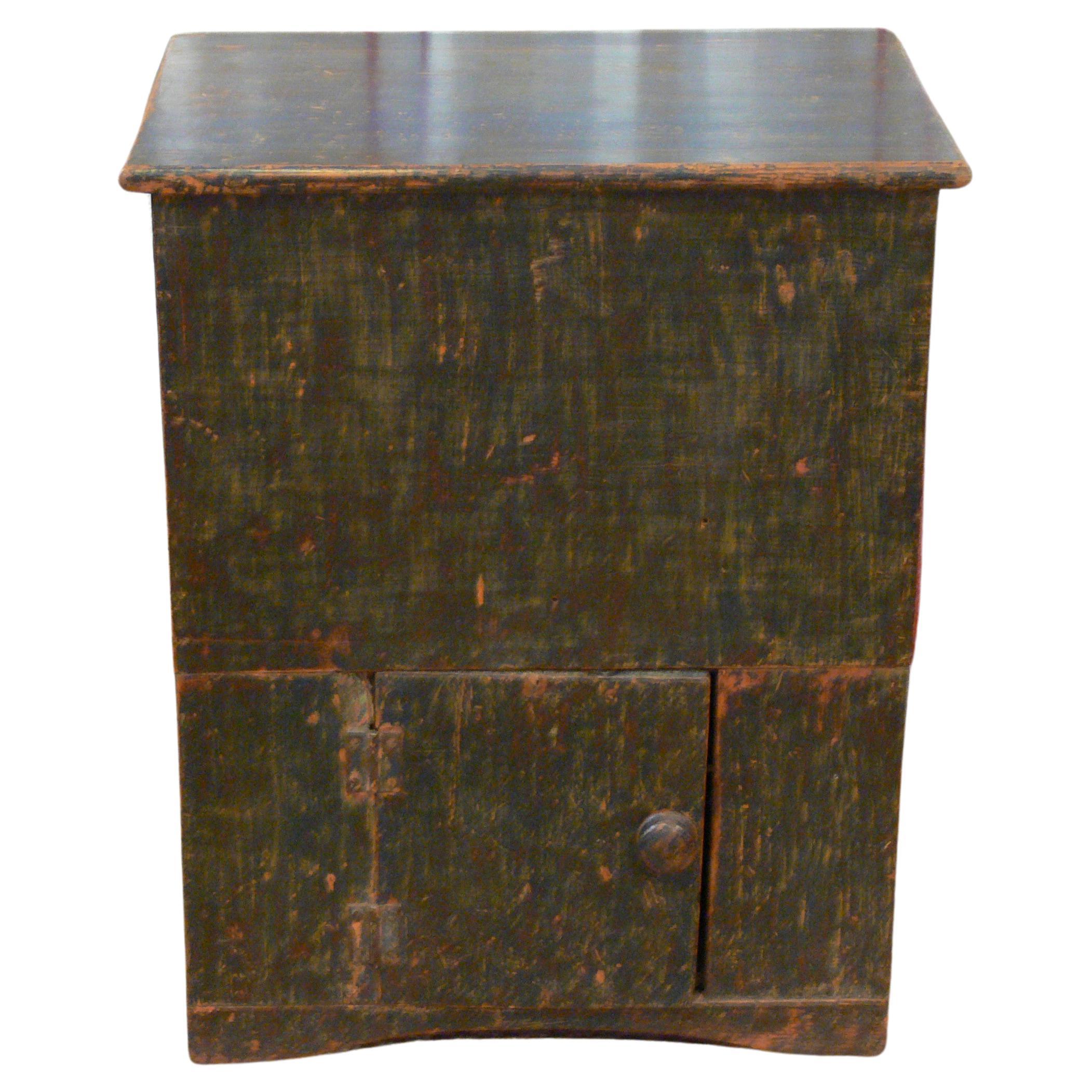 Pine Lift Top Commode in Original Blue Paint For Sale