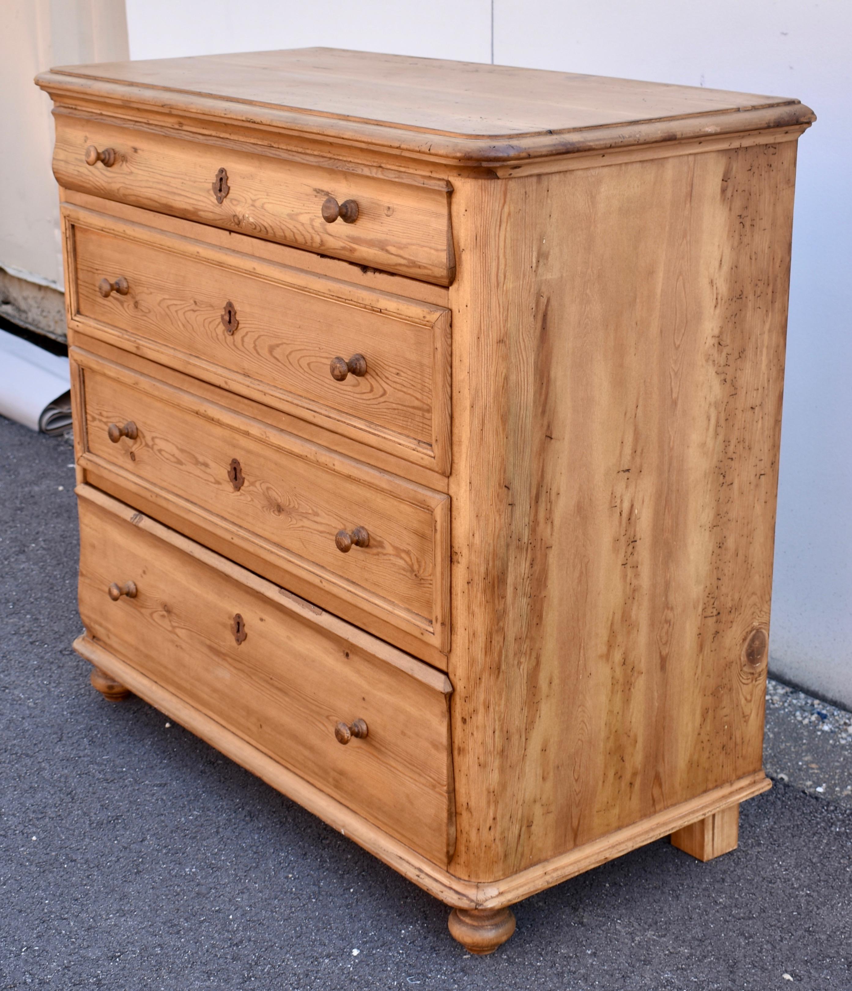 Louis Philippe Pine Louis-Philippe Style Chest of Four Drawers
