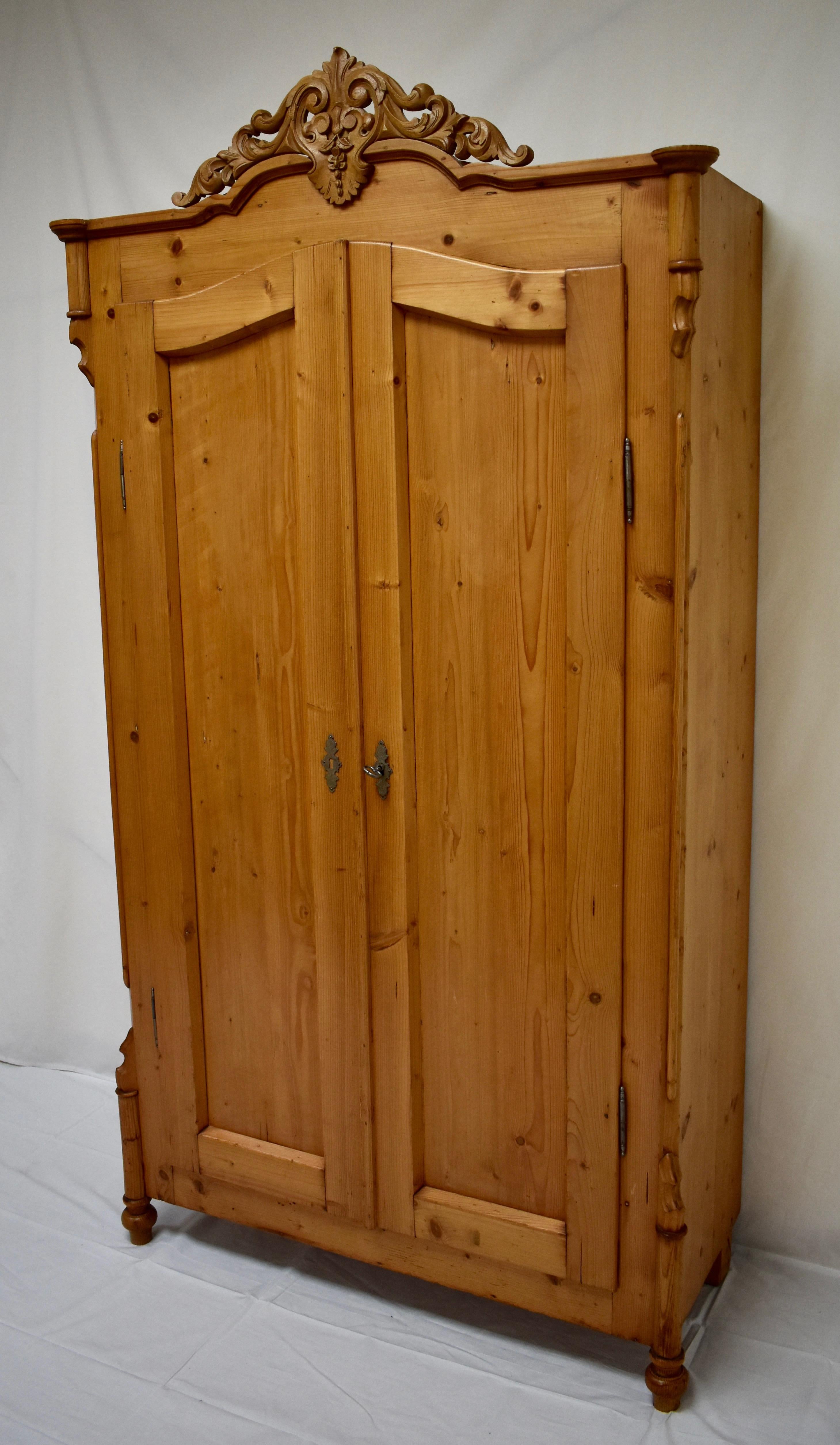 German Pine Louis-Philippe Style Two-Door Armoire