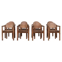 Retro Pine Mid-Century Arm Dining Chairs attr. to Rainer Daumiller (8)