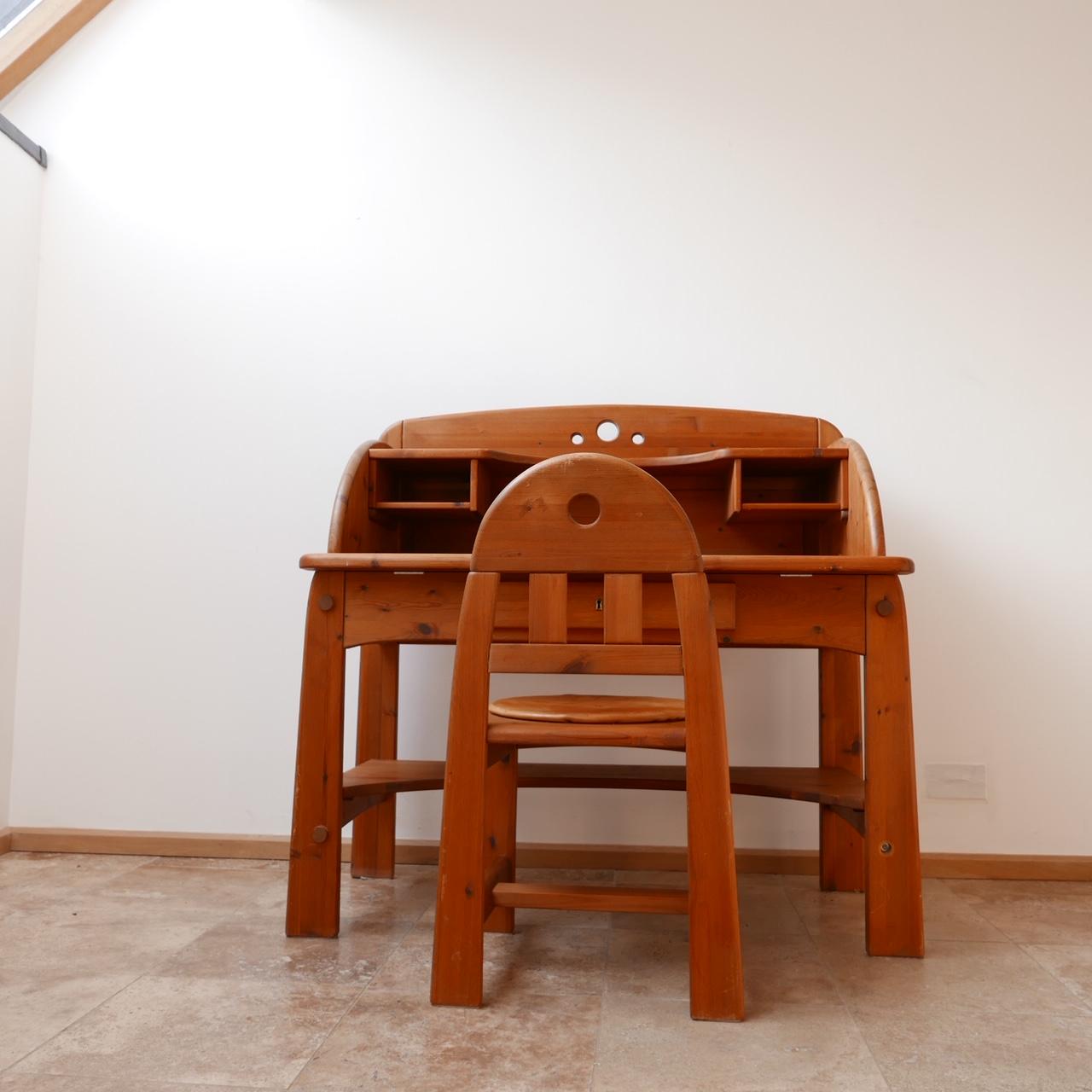 Mid-Century Modern Pine Midcentury Desk and Chair