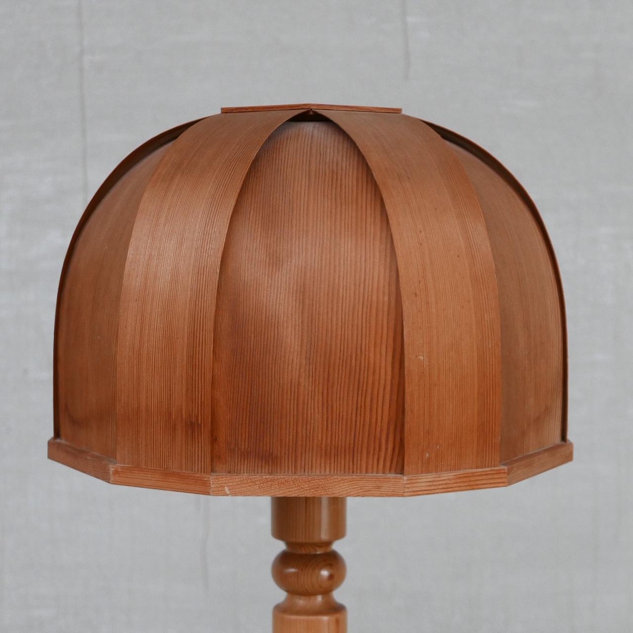 20th Century Pine Mid-Century Floor Lamp with Jacobsen Style Shade