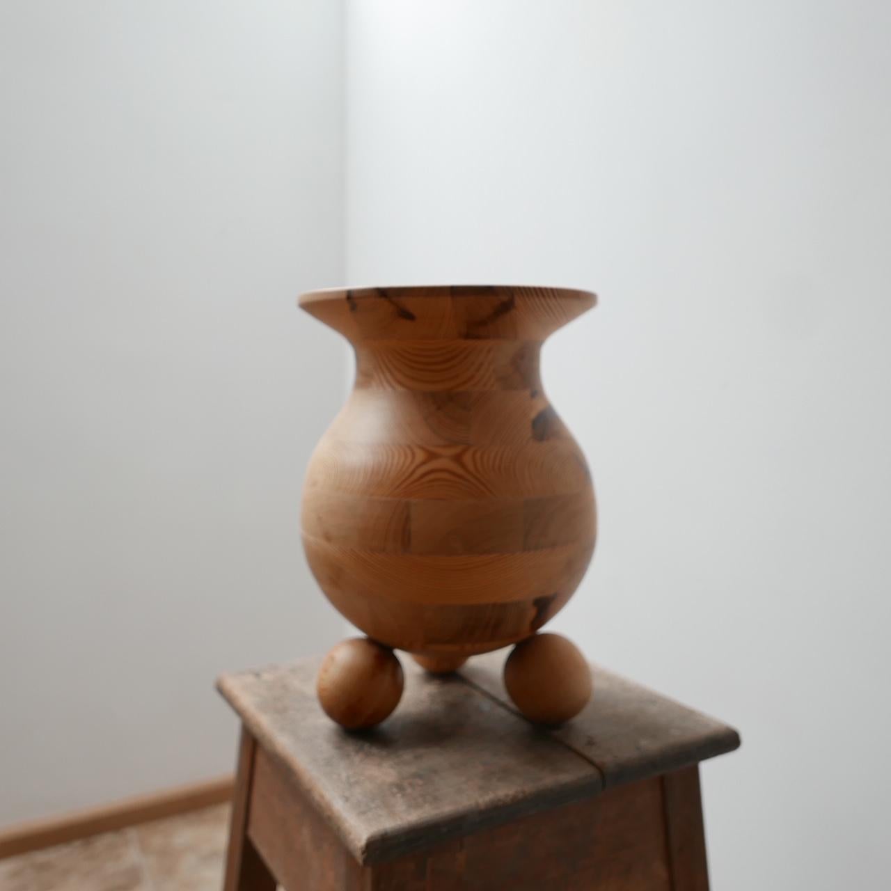 A midcentury solid layered pine candlestick.

Optional white extender.

Raised on ball feet,

Sweden, circa 1970s.

Good muted pine color, not shiny.

Dimensions: 30 height x 22 diameter x 63 total height with extender.
  