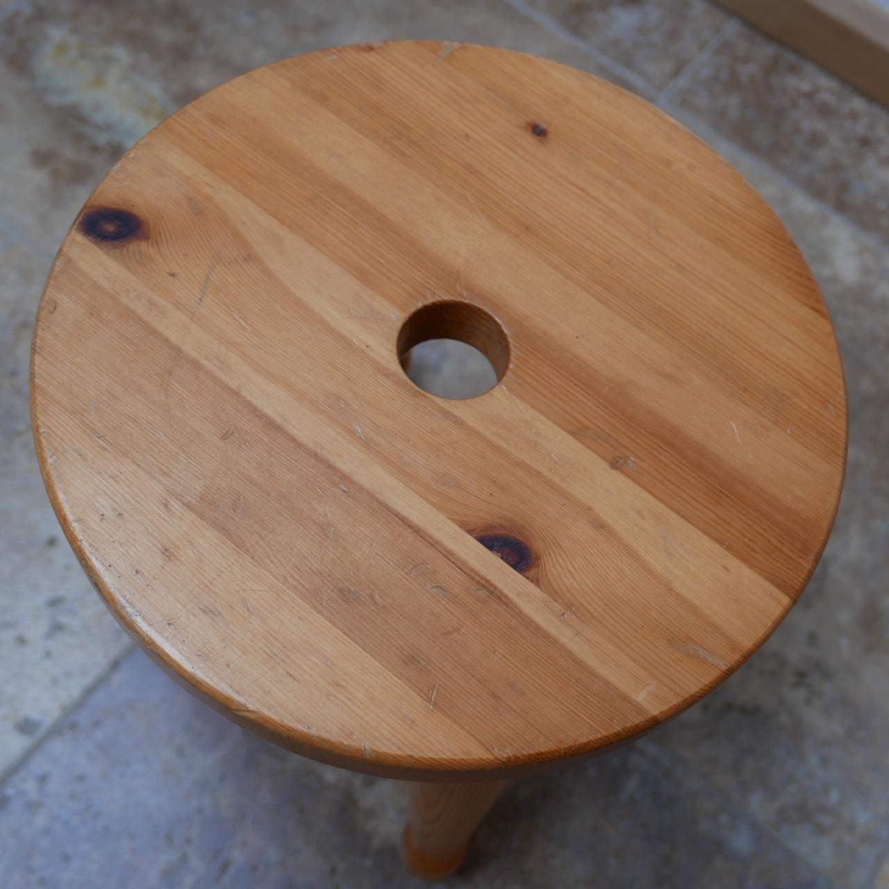 Mid-Century Modern Pine Midcentury Swedish Stool or Side Table For Sale