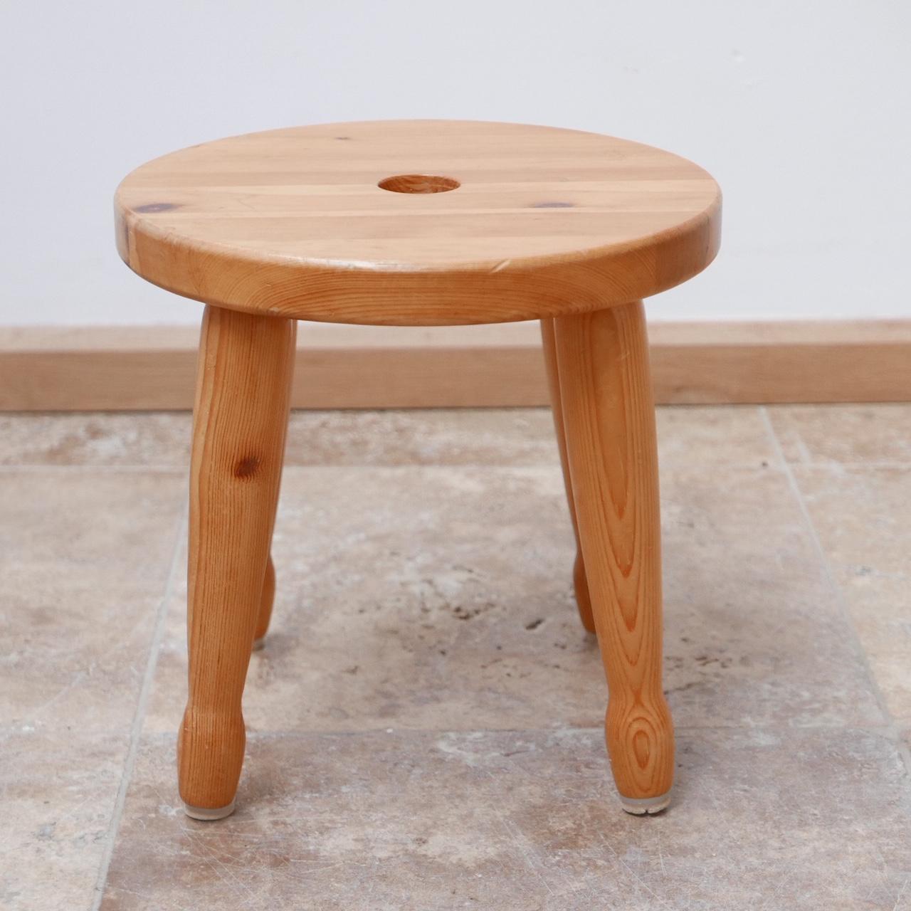 20th Century Pine Midcentury Swedish Stool or Side Table For Sale