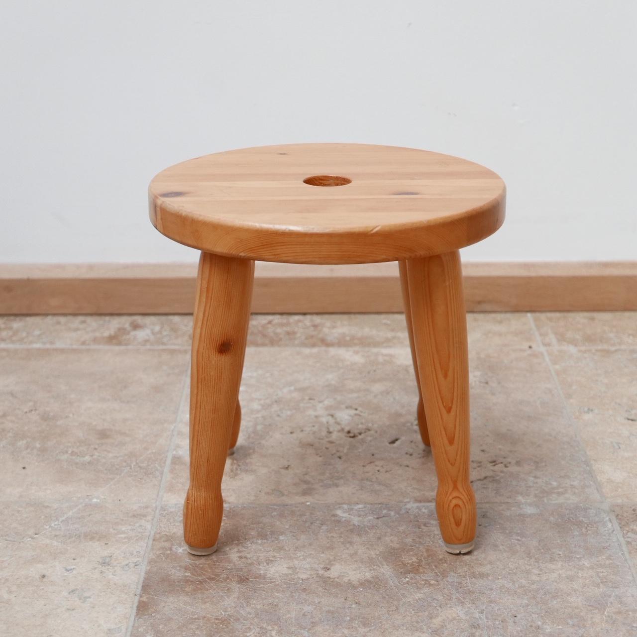 Pine Midcentury Swedish Stool or Side Table For Sale 1