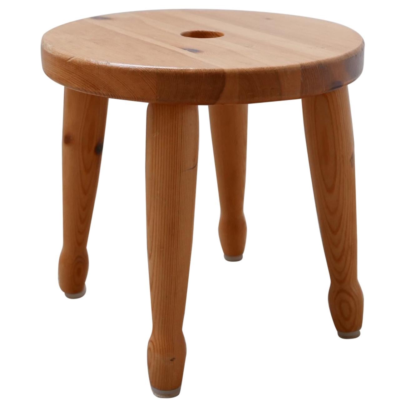 Pine Midcentury Swedish Stool or Side Table