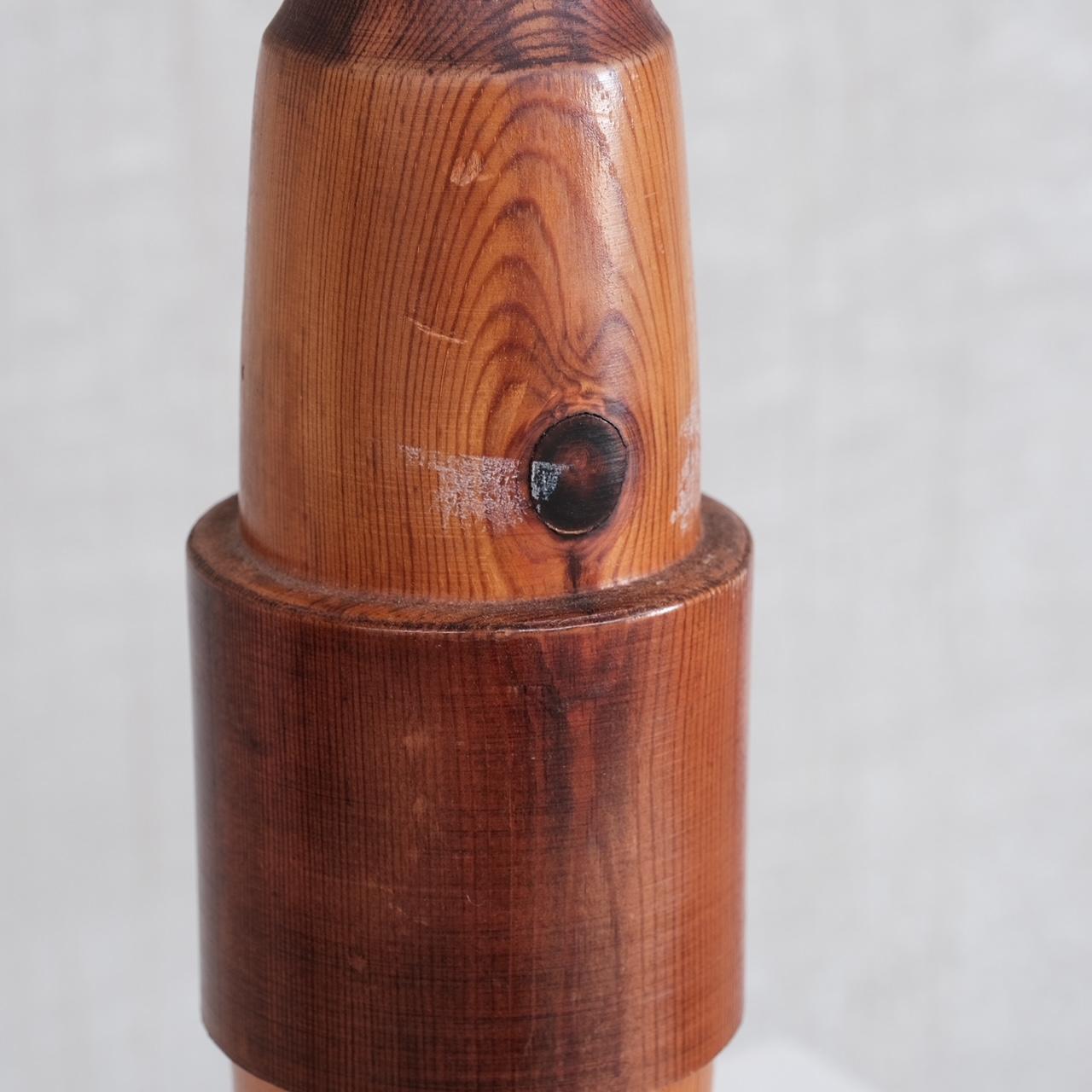 Mid-Century Modern Pine Mid-Century Turned Dutch Wooden Table Lamp