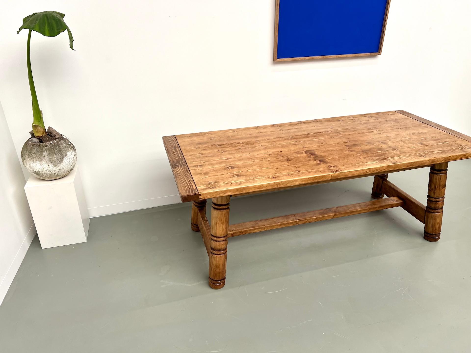 Pine modernist dining table, DLG Georges Robert For Sale 9