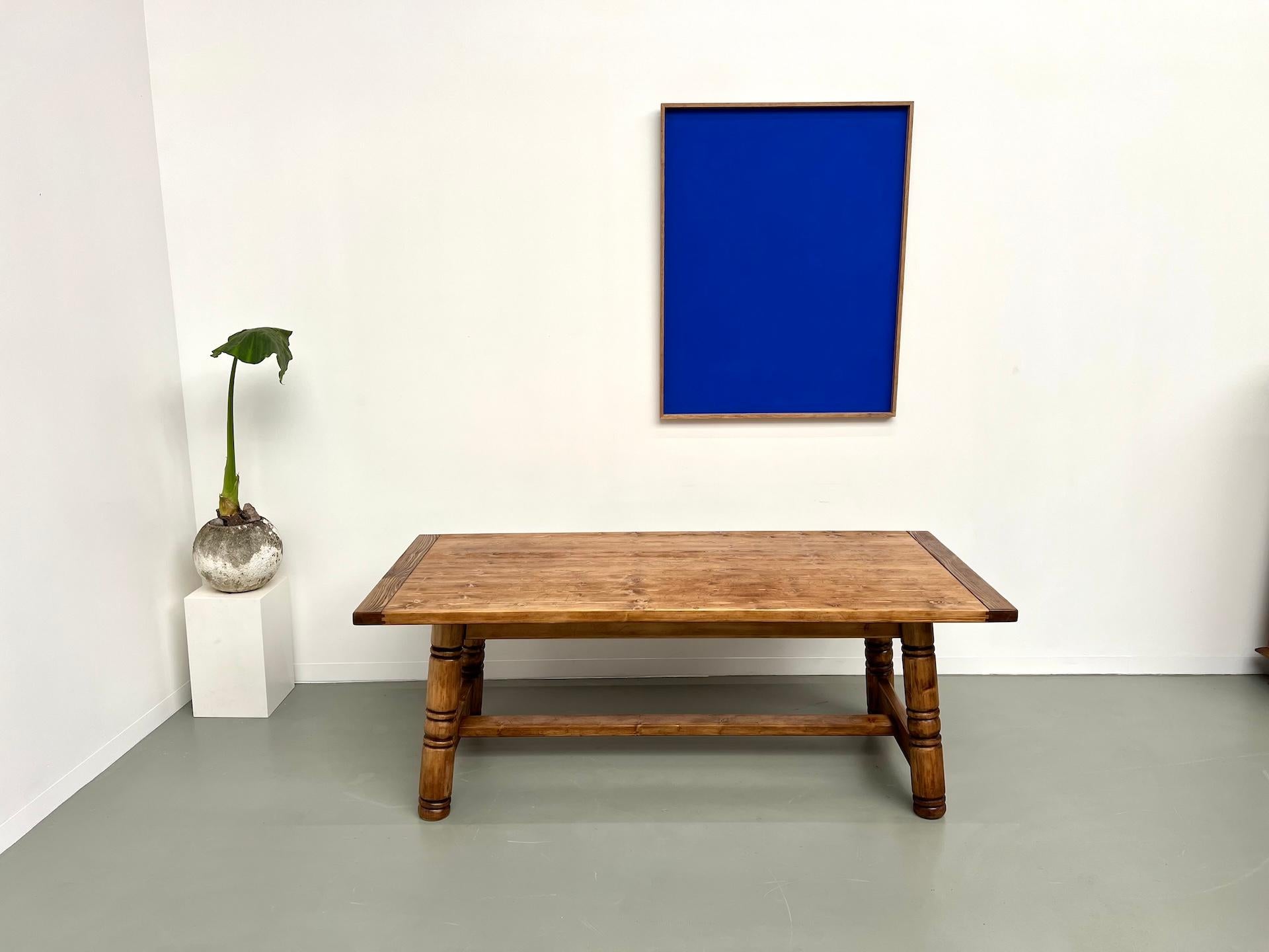 Mid-Century Modern Pine modernist dining table, DLG Georges Robert For Sale