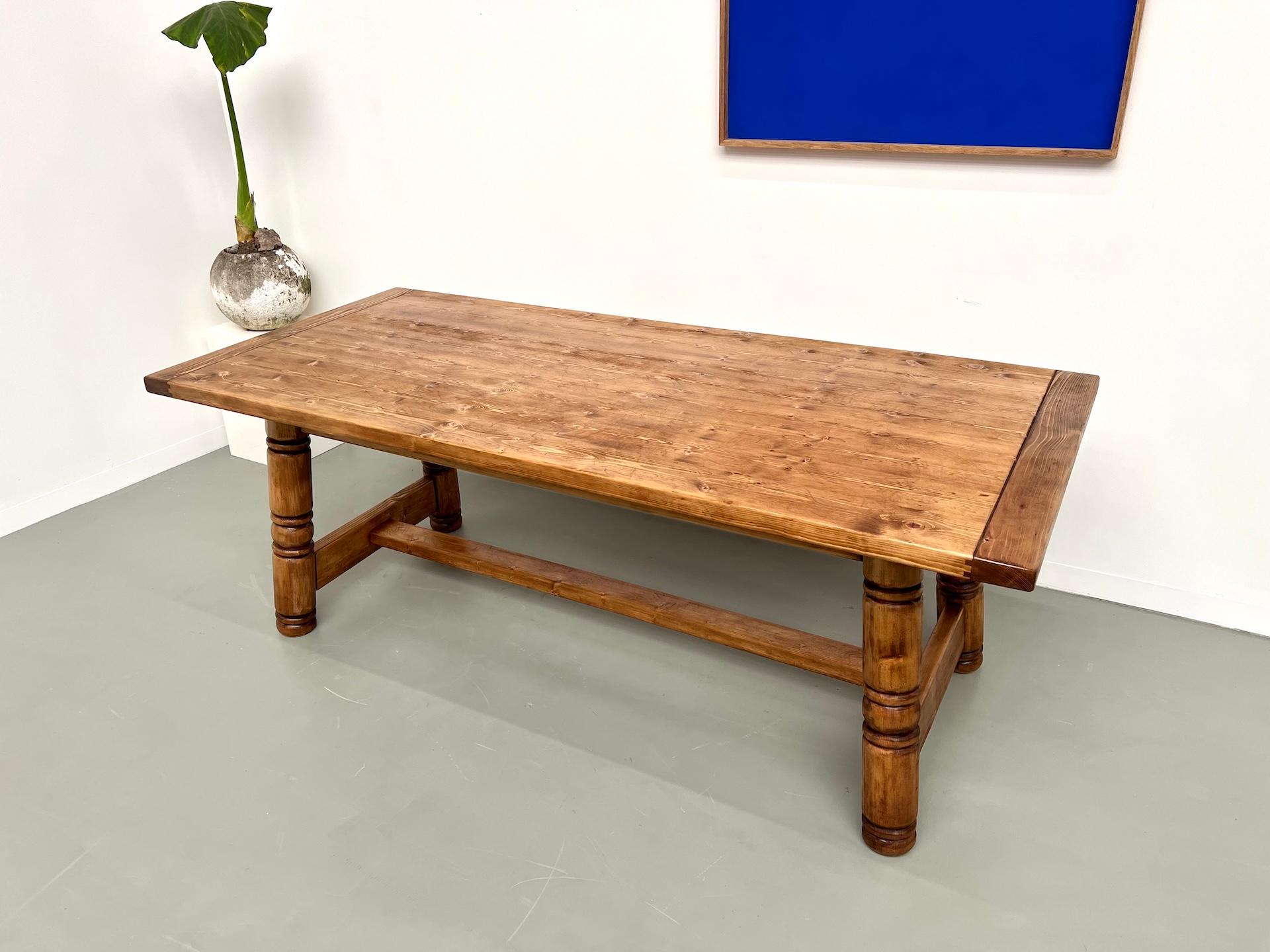 French Pine modernist dining table, DLG Georges Robert For Sale