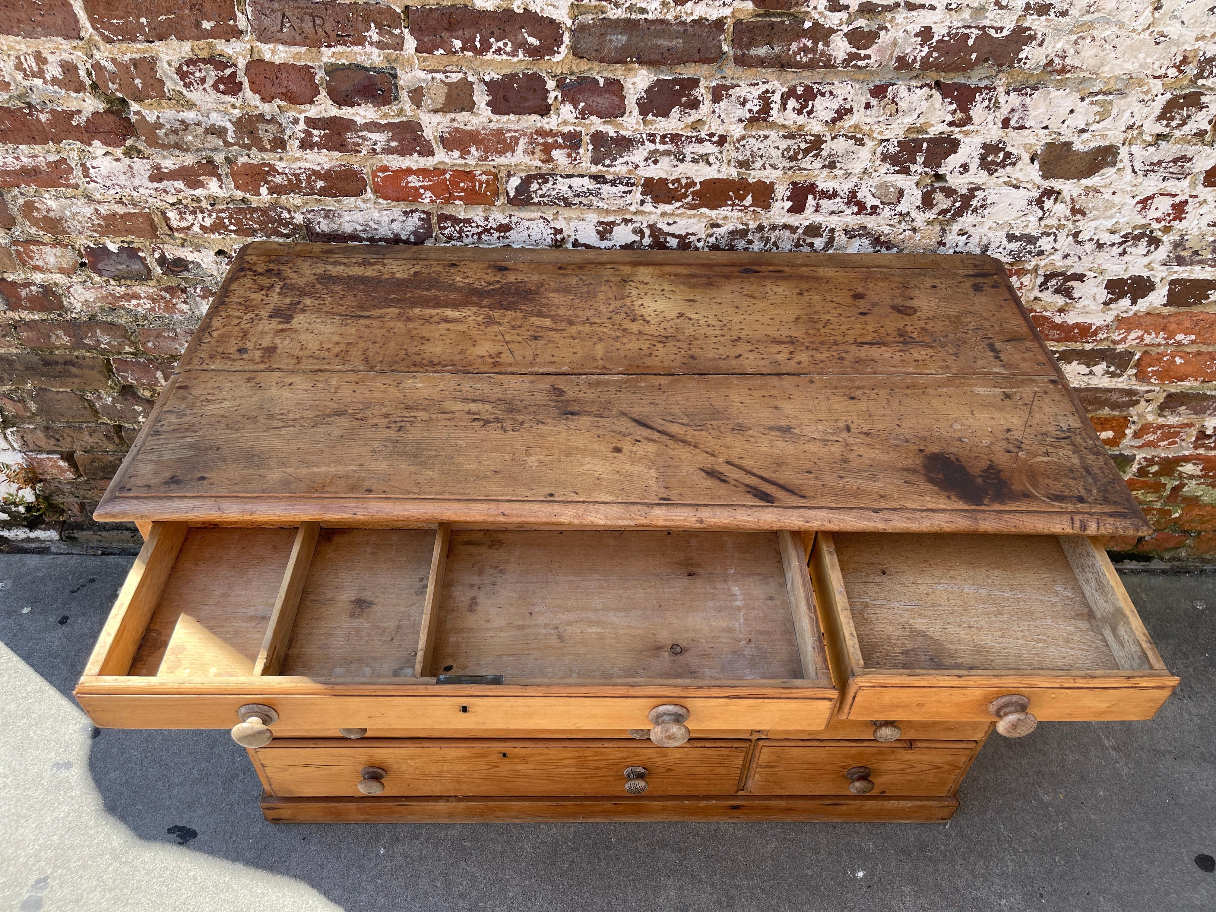 20th Century Pine multi drawer chest with great color  For Sale