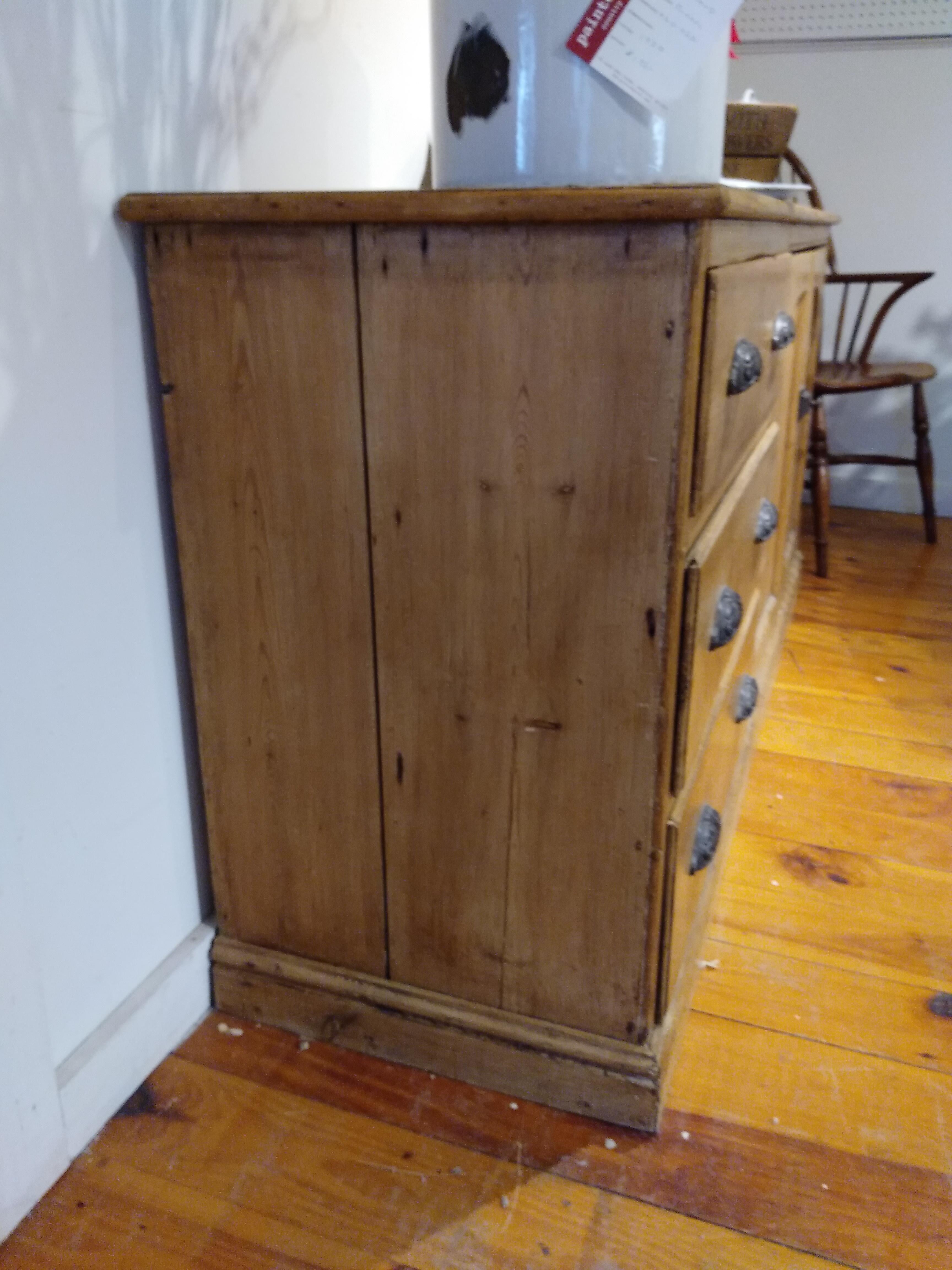 19th Century Pine Multi-Drawer Dresser Base