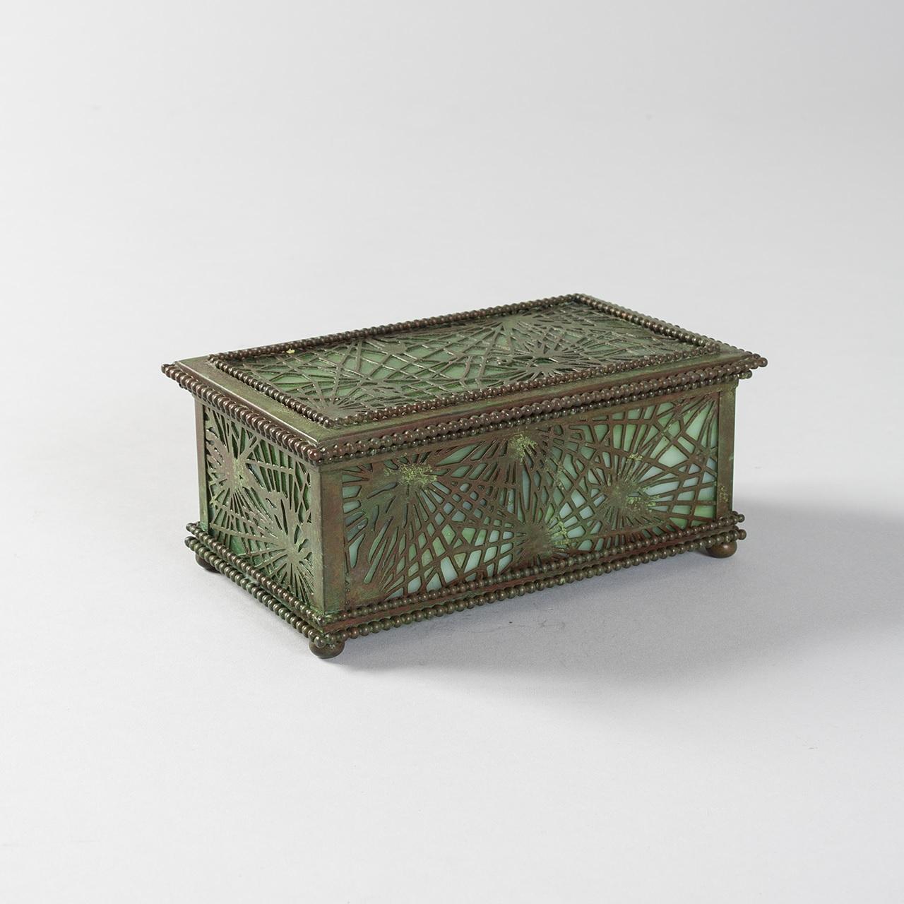 A green glass and bronze 