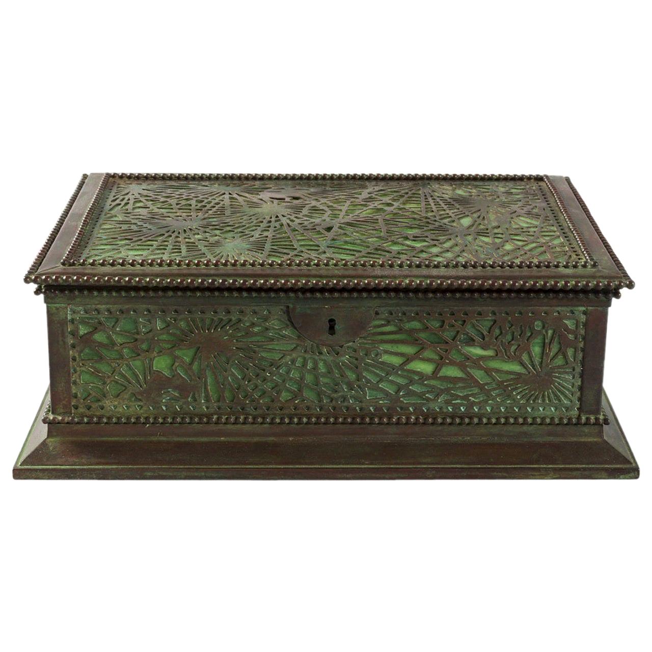 "PineNeedle" Covered Jewelry Box by Tiffany Studios, New York at