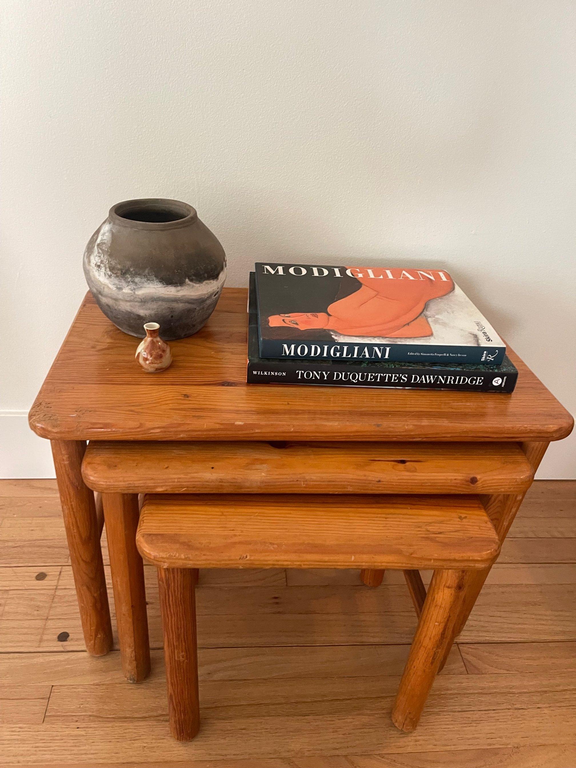 French Pine Nesting Tables For Sale