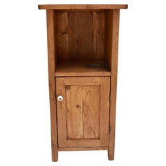 Pine Nightstand with One Door and Bookshelf