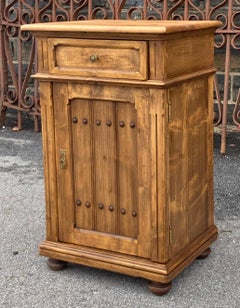 Pine Nightstand with One Door and One Drawer