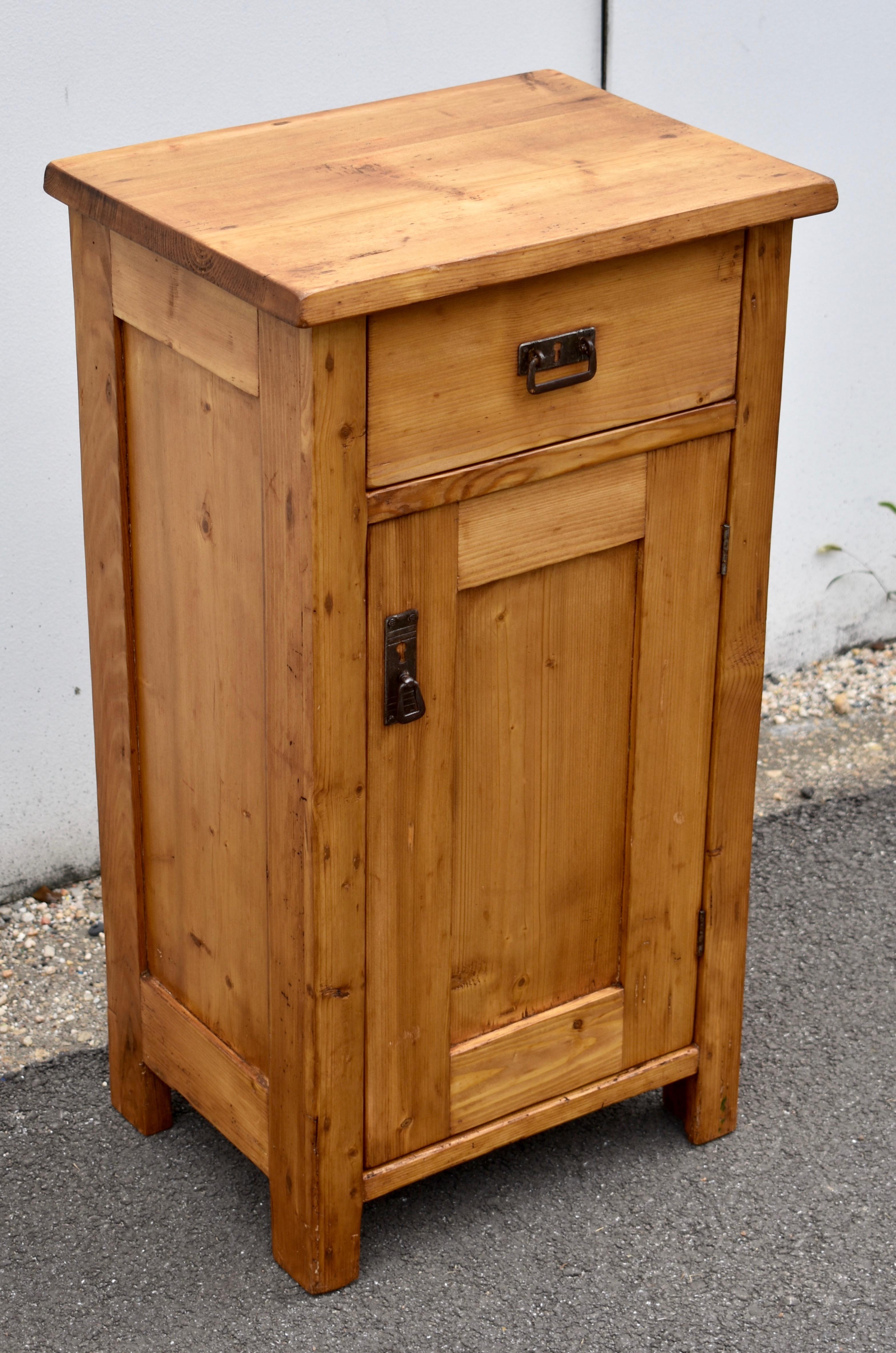 Hungarian Pine Nightstand with One Door and One Drawer For Sale