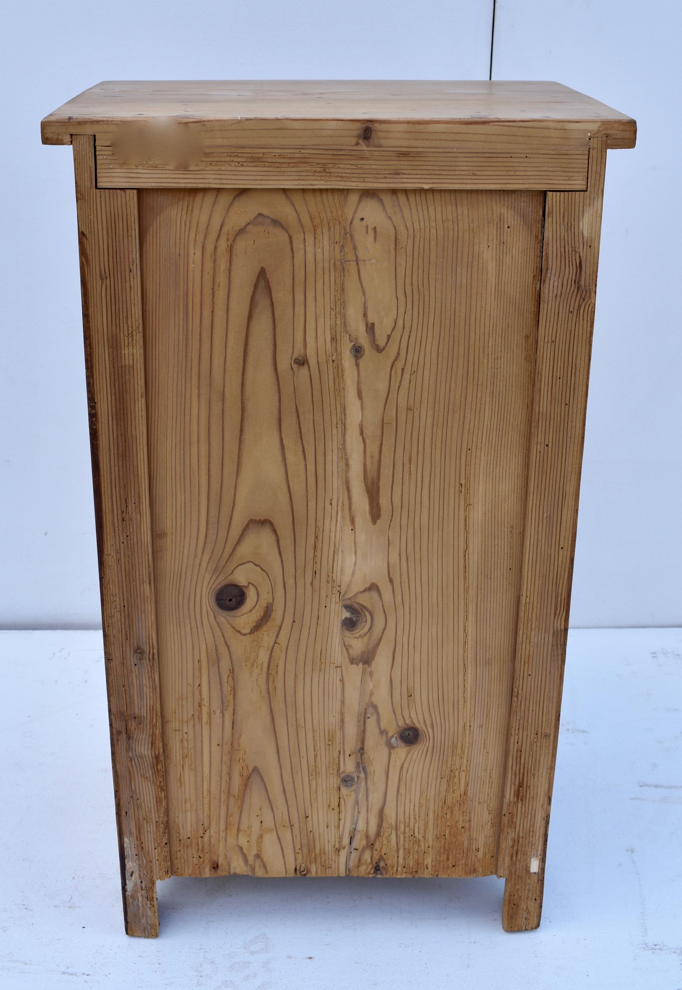 20th Century Pine Nightstand with One Door and One Drawer