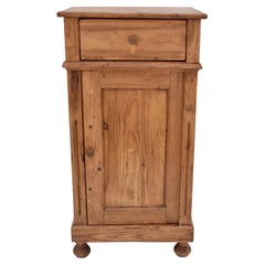 Antique Pine Nightstand with One Door and One Drawer