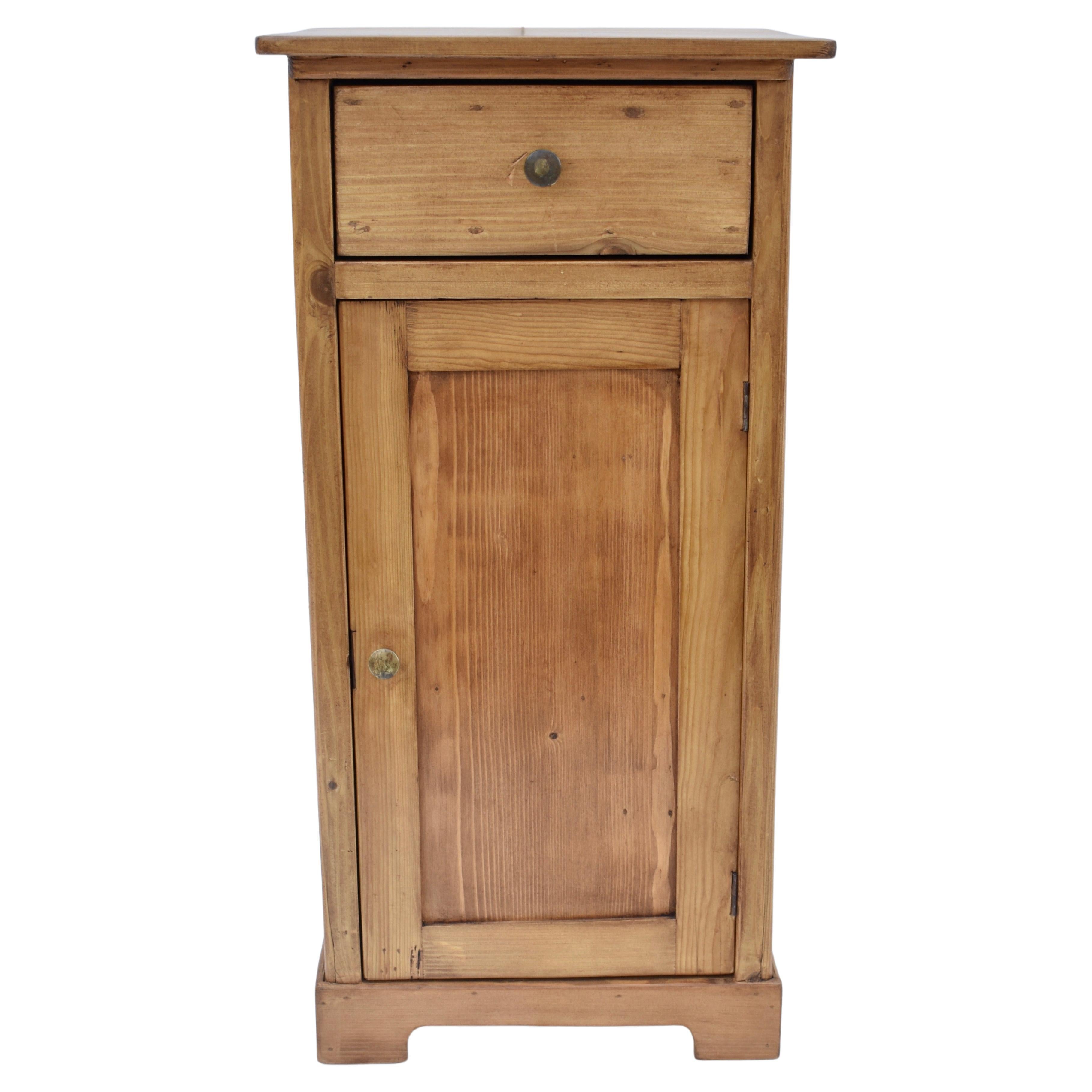 Pine Nightstand with One Door and One Drawer For Sale at 1stDibs
