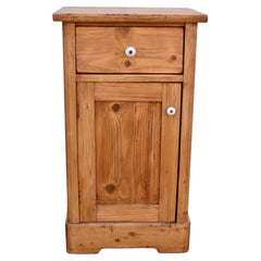 Antique Pine Nightstand with One Door and One Drawer