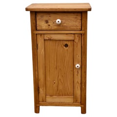 Antique Pine Nightstand with One Door and One Drawer