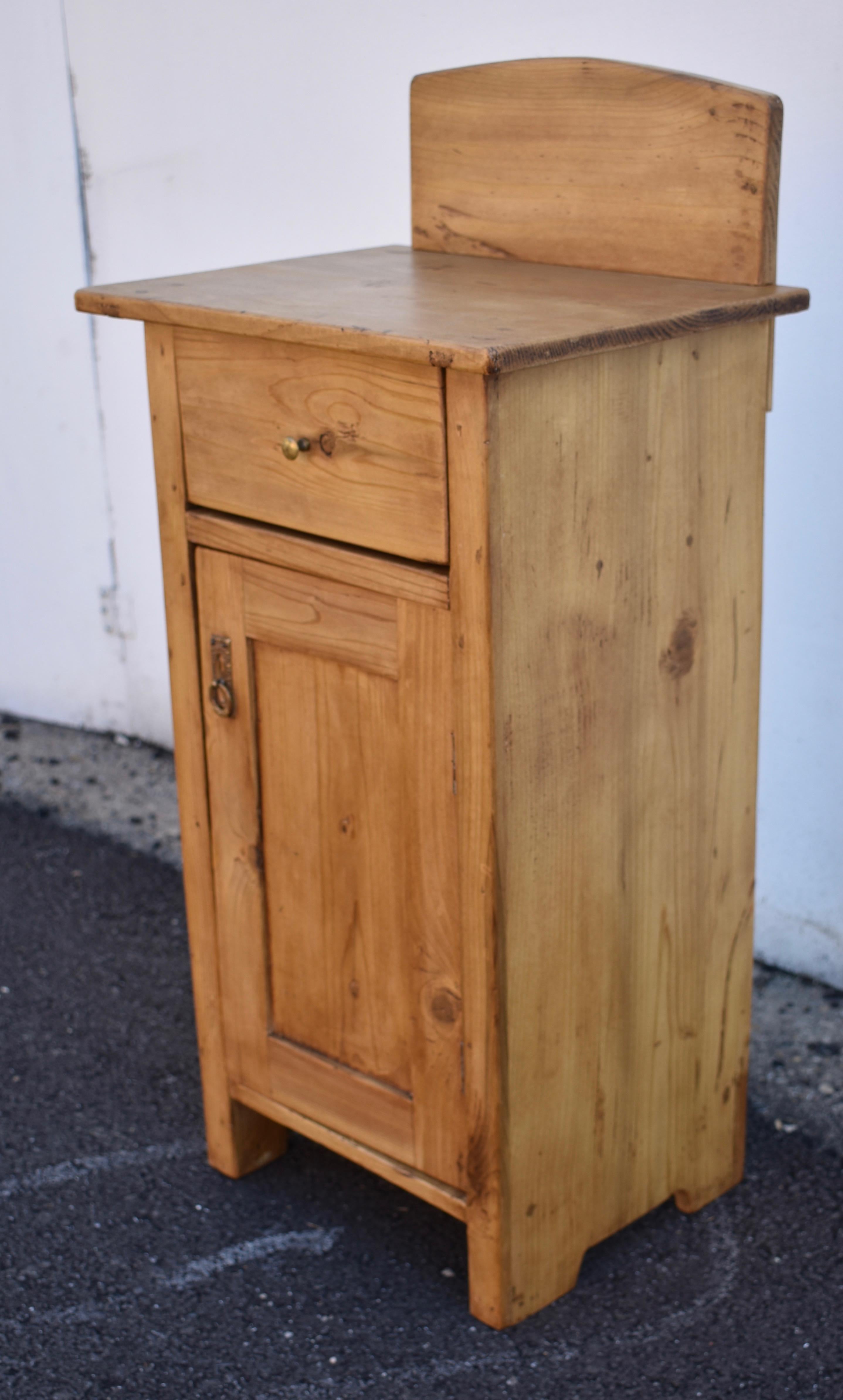 Polished Pine Nightstand with Removable Splashback For Sale