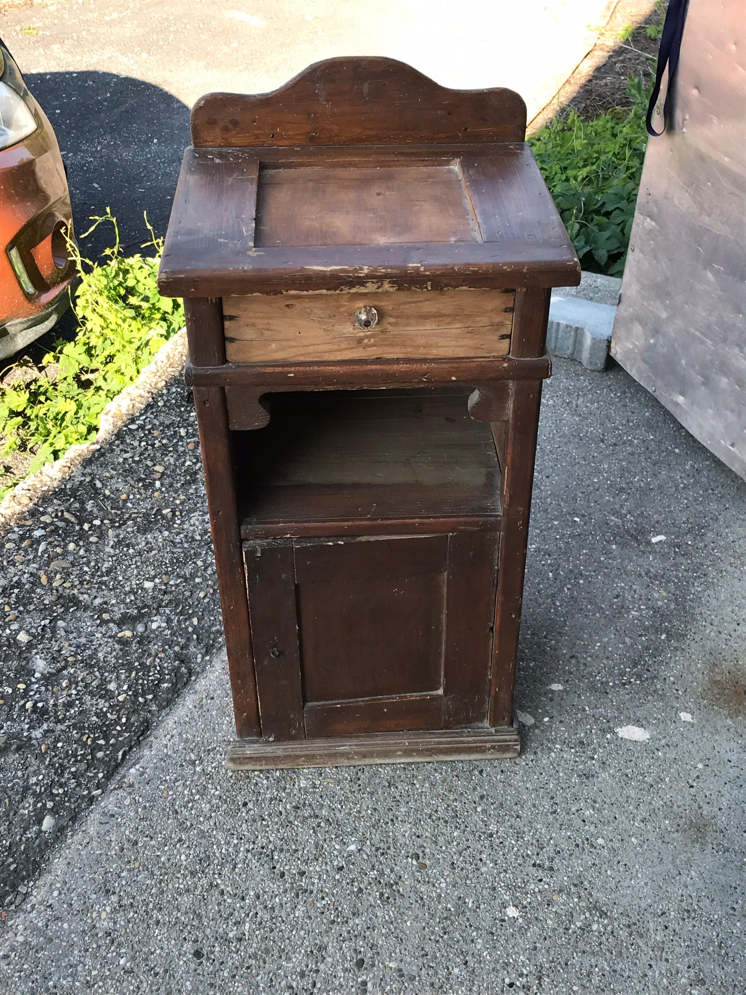 Rustic Pine Nightstand, circa 1900s For Sale