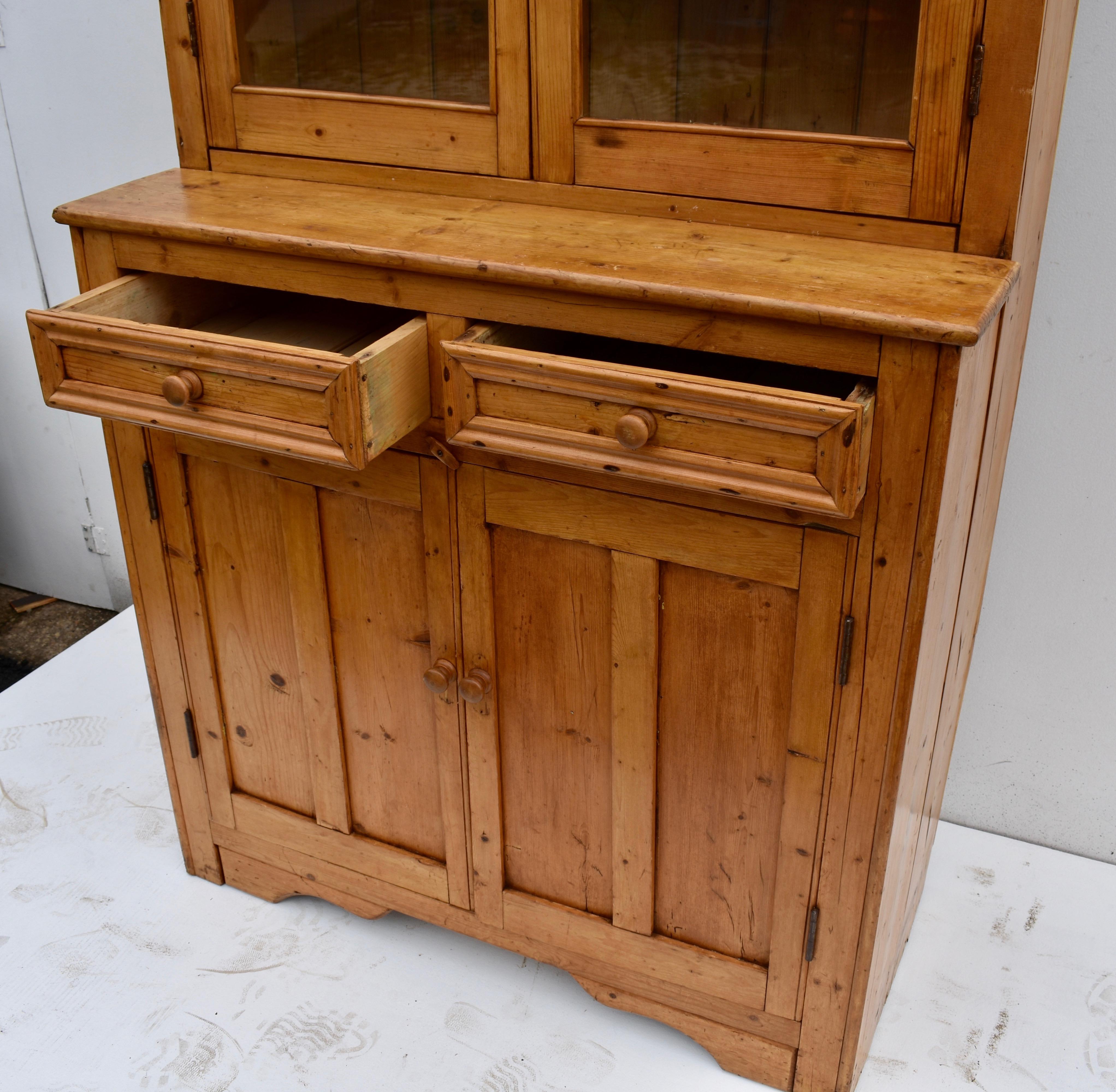 Pine One Piece Irish Glazed Dresser For Sale 2